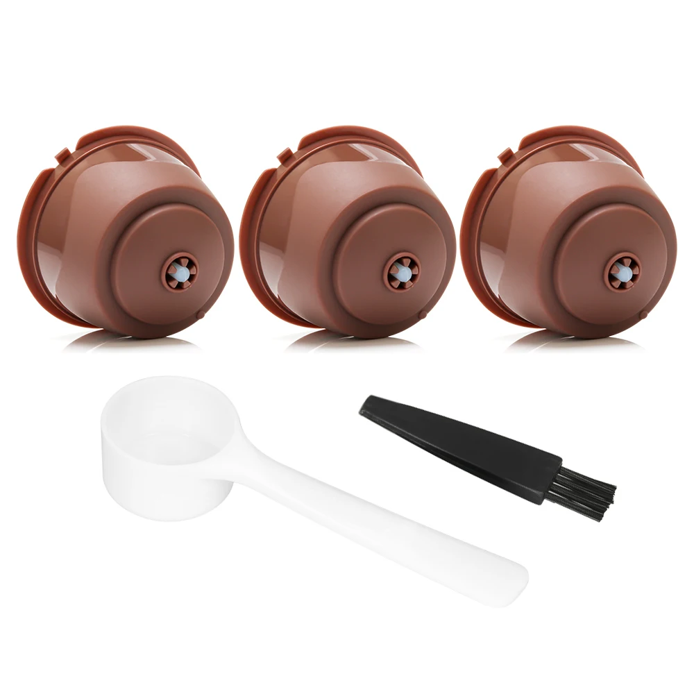 

3pcs/set Coffee Capsule Rich Cream Coffee Capsule Oil Foam Coffee Capsule Dolce Gusto Coffee Filter with Spoon and Brush