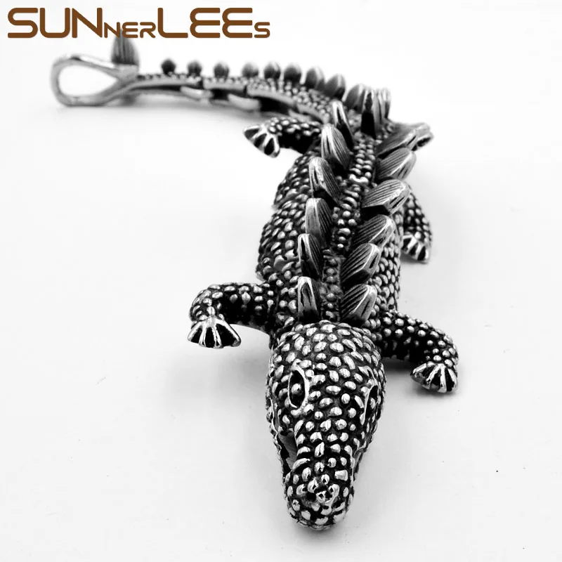 SUNNERLEES 316L браслет из нержавеющей стали хип-хоп Рок Панк ящерица звено цепи для мужчин женщин модные ювелирные изделия подарок SSB16