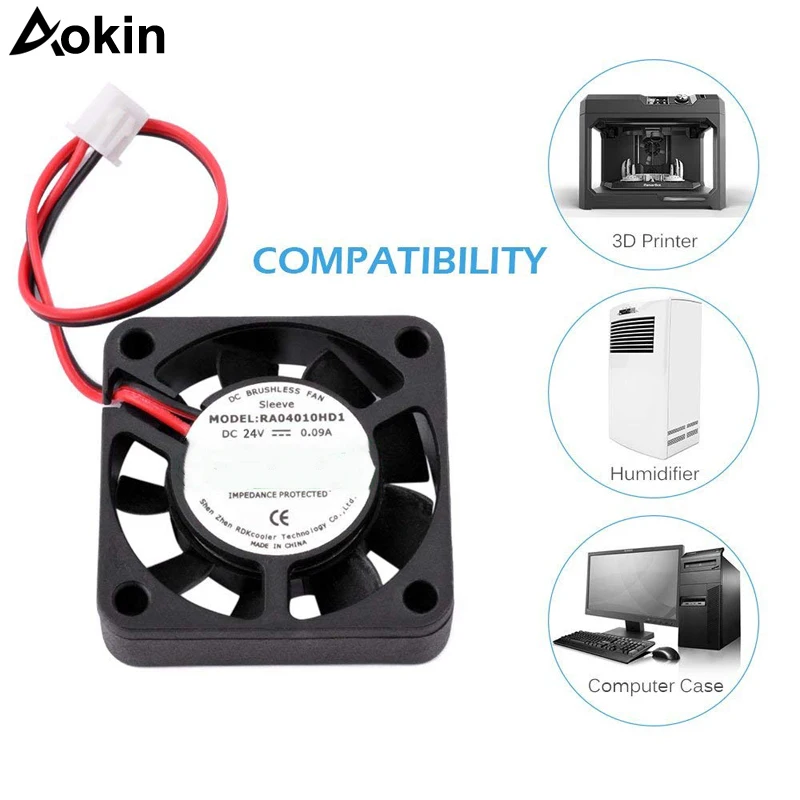 Aokin 40x40x10mm 4010 Fans DC 12V 24V Fans For Heatsink Cooler Cooling Radiator For 3D Printer Parts 4010 Cooling Fan