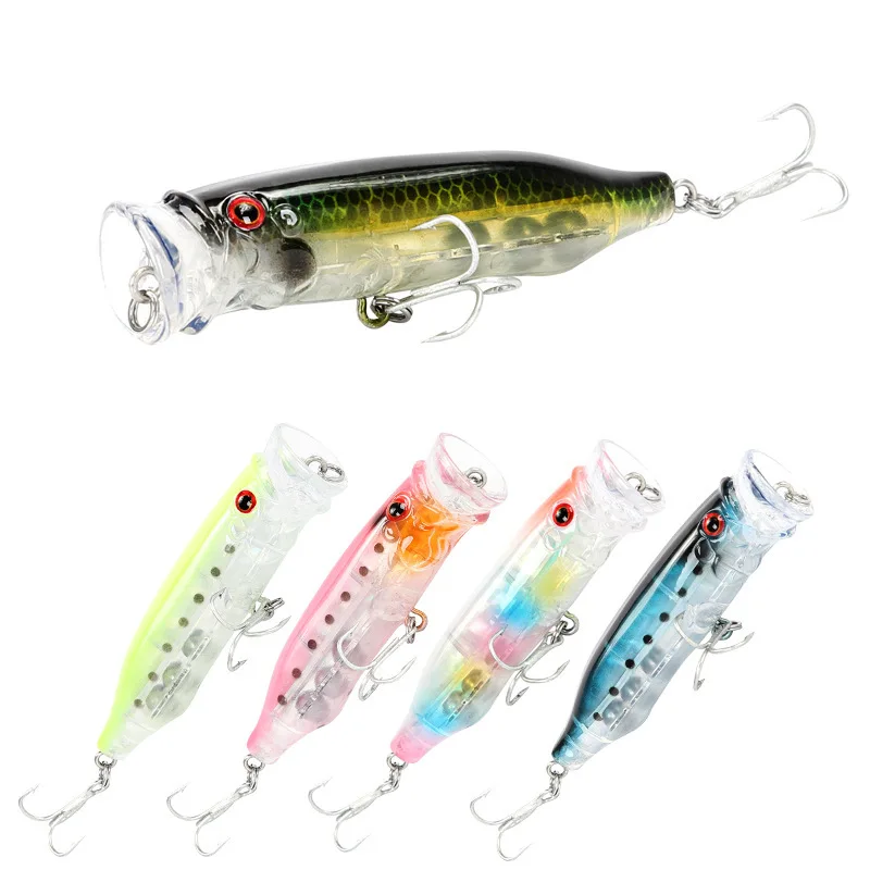  1pcs 7cm/9g Big Popper Fishing Lure 6 Colors 3d Eyes Bait Floating Crankbait Wobblers Artificial Ca