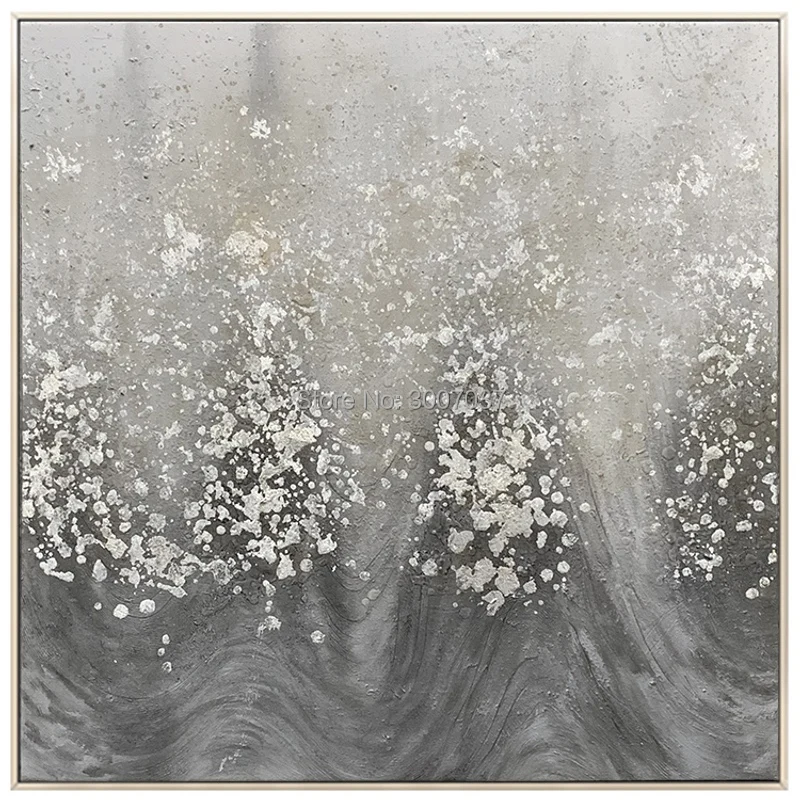 

Big Size 100% Hand Painted Abstract Silvery and Gray Color Oil Painting Modern Canvas Painting Picture artwork home decoration