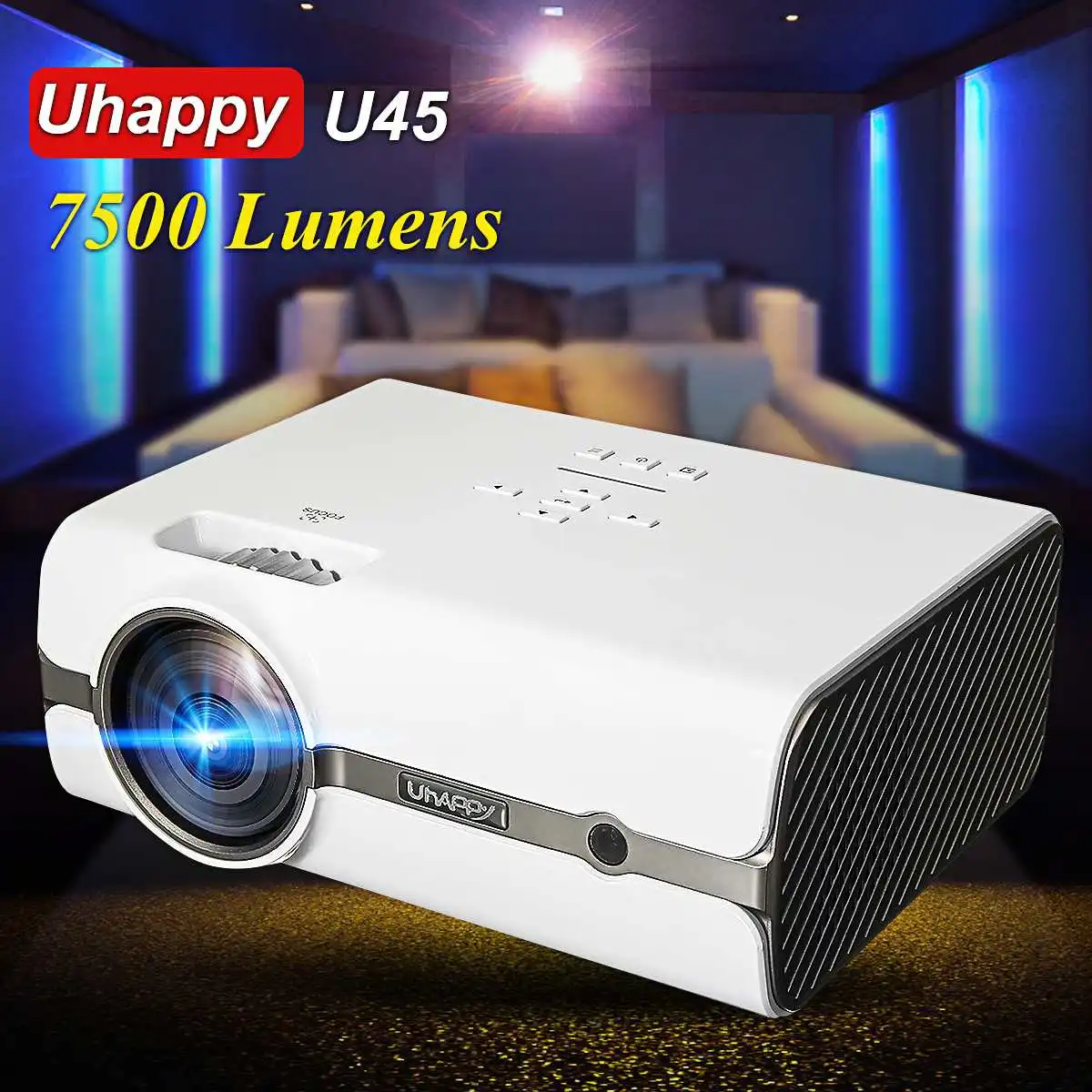 HD 1080P Portable Mini Projector 7500 Home Theater with Internal Cinema USB TV HDMI 3D Projector