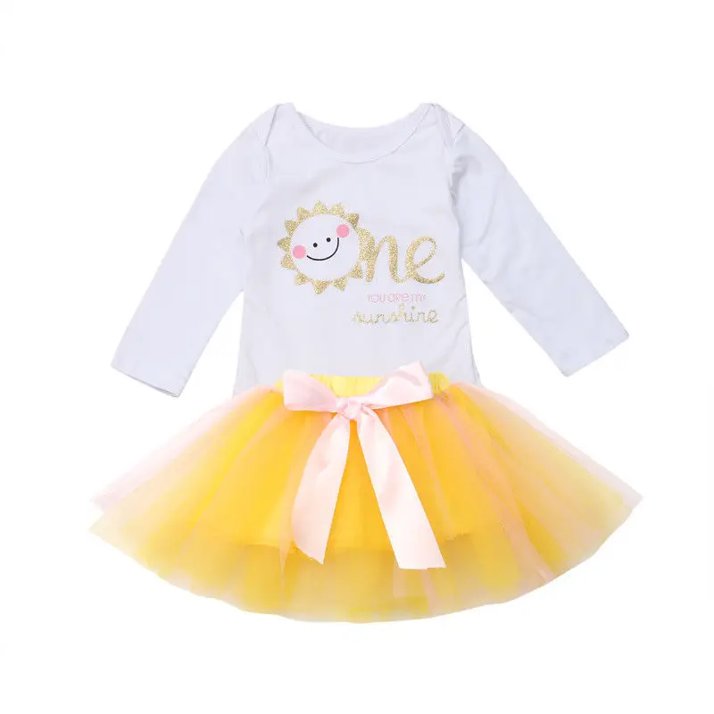 

2PCS Newborn Baby Girl Long Sleeve Cotton Bodysuit Tops Tutu Skirt Sundress Outfits Princess Girls Clothes Set