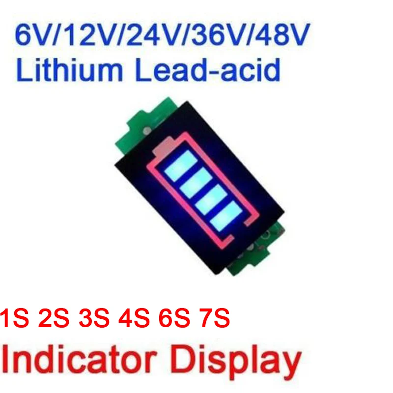 

1S 2S 3S 4S 6S 7S Lithium Lead-acid Battery Capacity Indicator Meter Tester Display 6V 12V 24V 36V 48V Power Level Li-ion