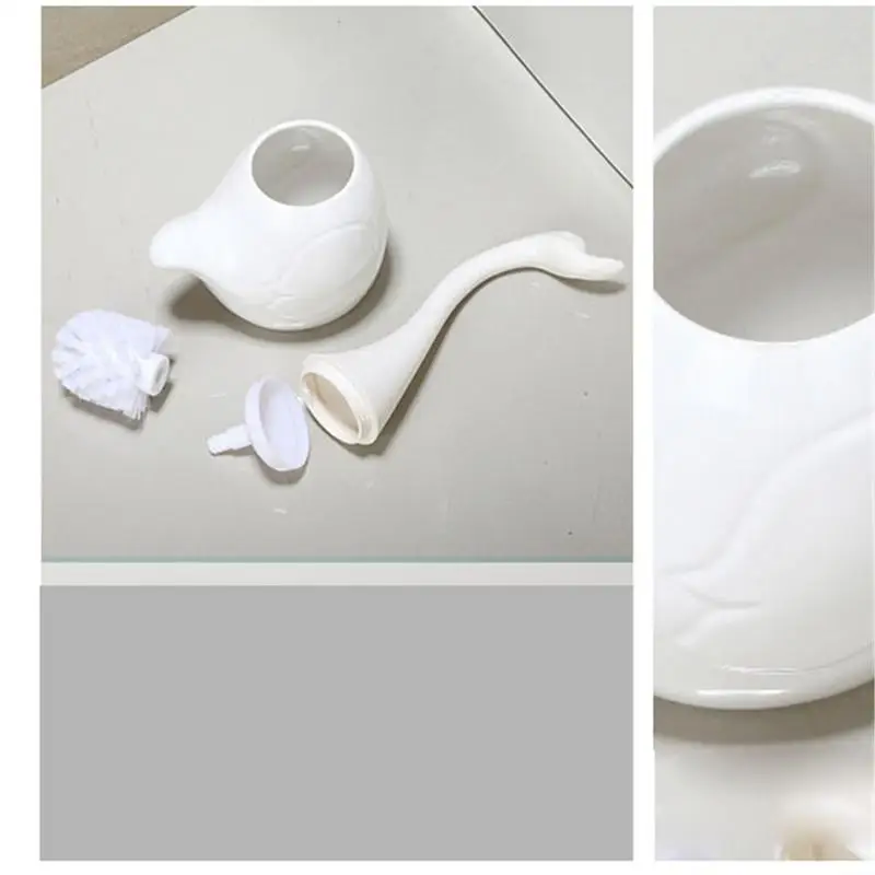 Innovative Swan Shape Toilet Brush Bathroom Accessories Ceramic Base Plastic Handle Cleaning Brush For Bathroom Home Hotel