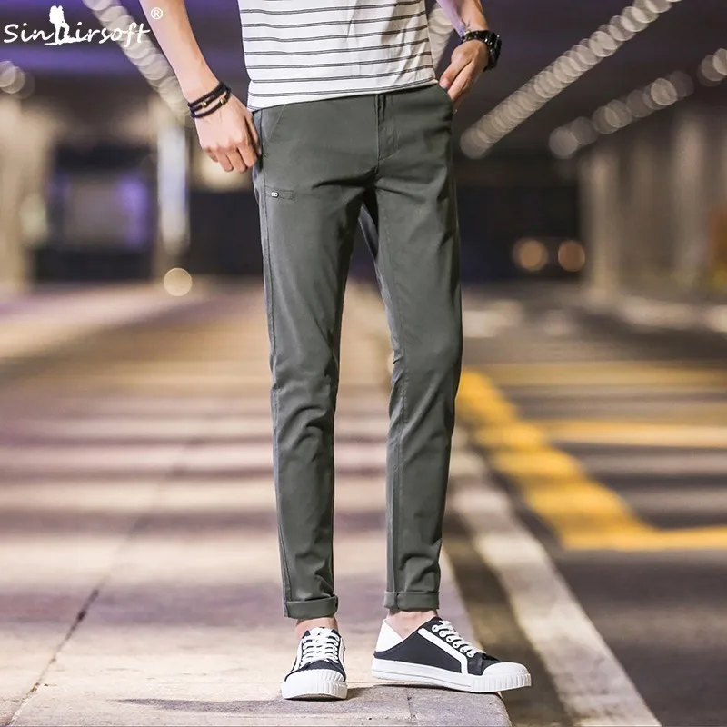 

Spring And Summer Nine Points Casual Pants Men's Cotton Soft And Breathable Feet Korean Version Of The Slim Pants New 2019