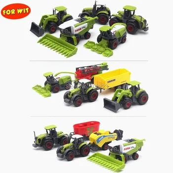 5pcs/set, Die-cast Metal Agricultural Vehicles Combination Model with Plastic Parts, Farm Car Tractor Trailers Collector Edition knl hobby j deere model a tractor agricultural vehicle safety model gift act ertl 1 16