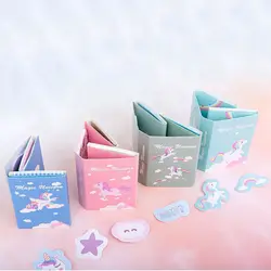 Kawaii милый Единорог блокноты для записей мультфильм Sticky Notes Multi складной блокноты для детей Подарки канцелярские школьные принадлежности