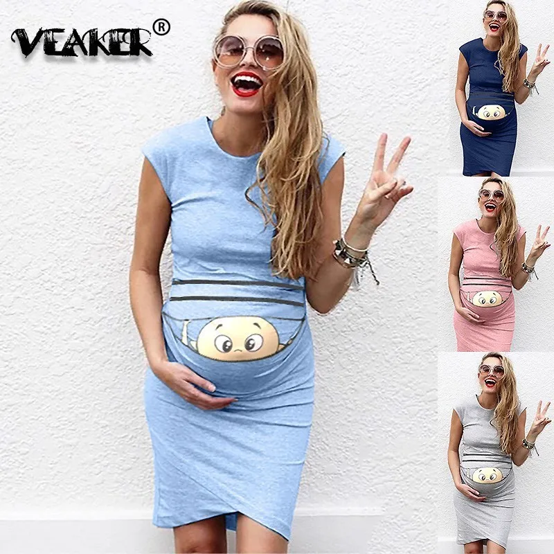 

2019 Summer Dress For Pregnant Women Sleeveless vestido 3D Baby Print Pregnant Maternity loose Casual Dresses plus size S-5XL