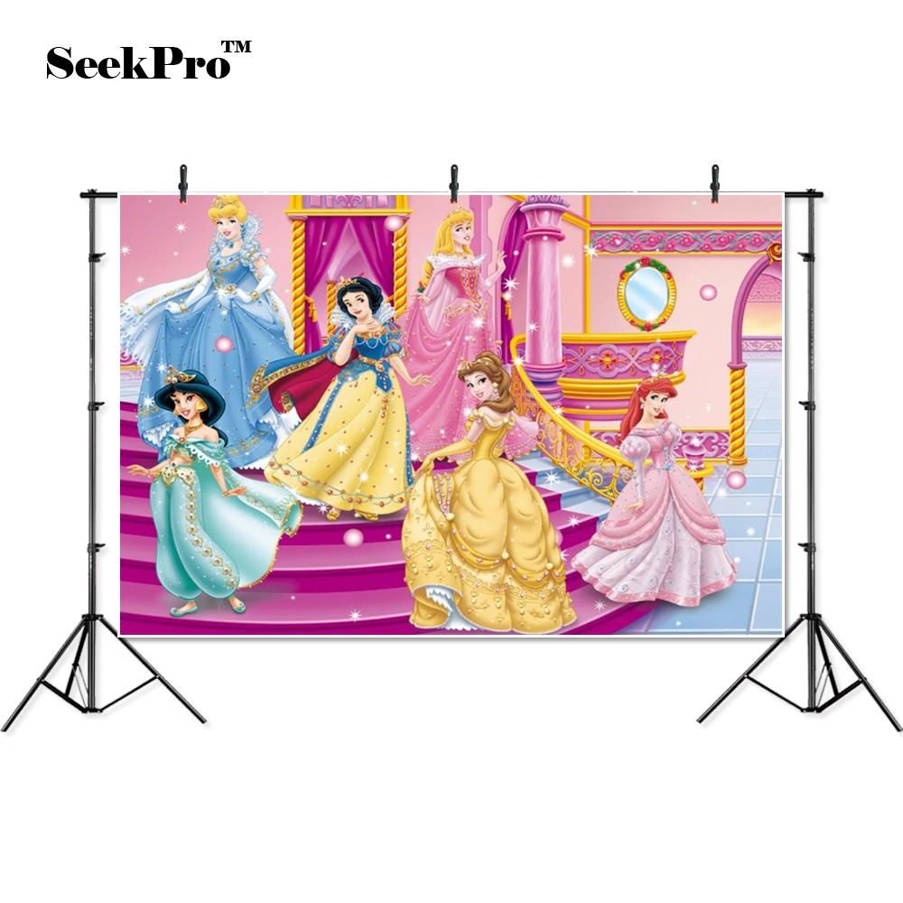 

SeekPro Princess Snow White Belle children kids Banner Photo Background Printed Studio Professional Indoor Photographic Backdrop