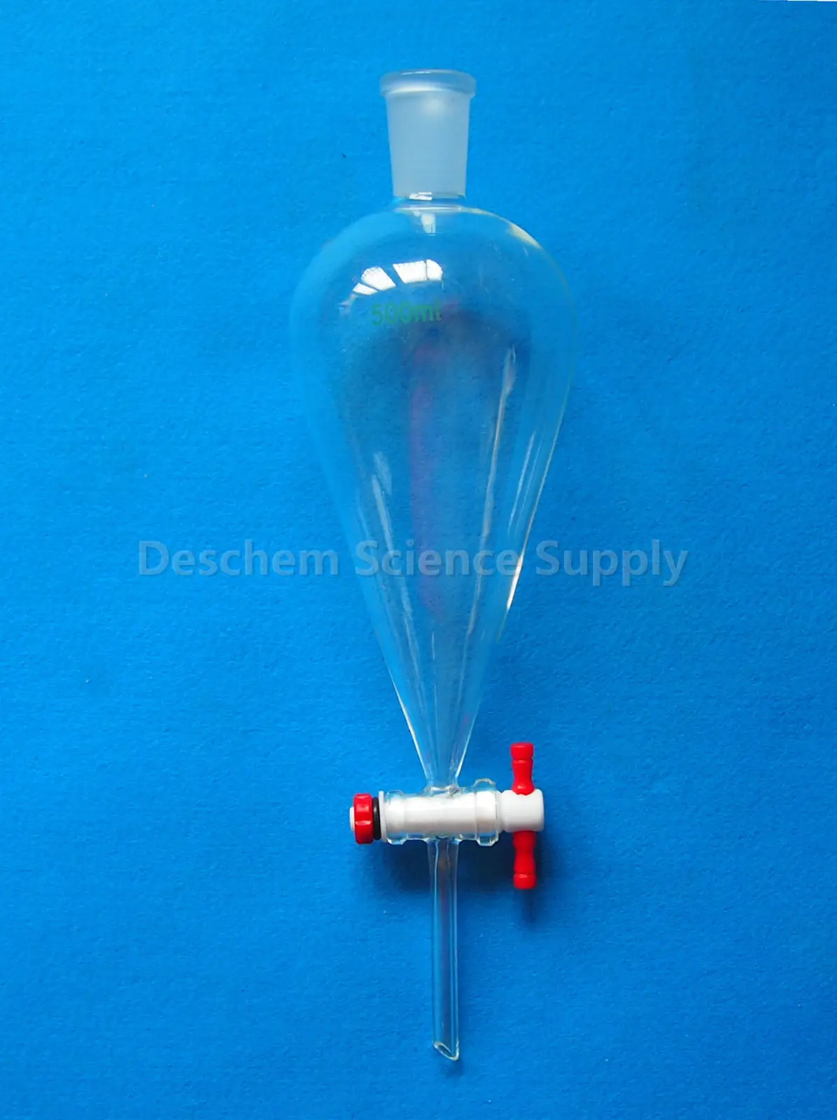 500ml,24/40, 유리 분리 깔때기, 배 모양, PTFE 마개, 스트레이트 드롭 튜브