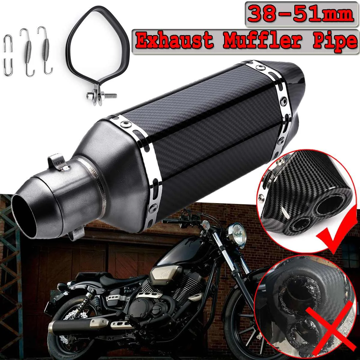 

310mm Universal Motorcycle Dirt Bike ATV Exhaust Modify Motocro Exhaust Muffler Pipe DB Killer For Yahama For Suzuki 38-51mm