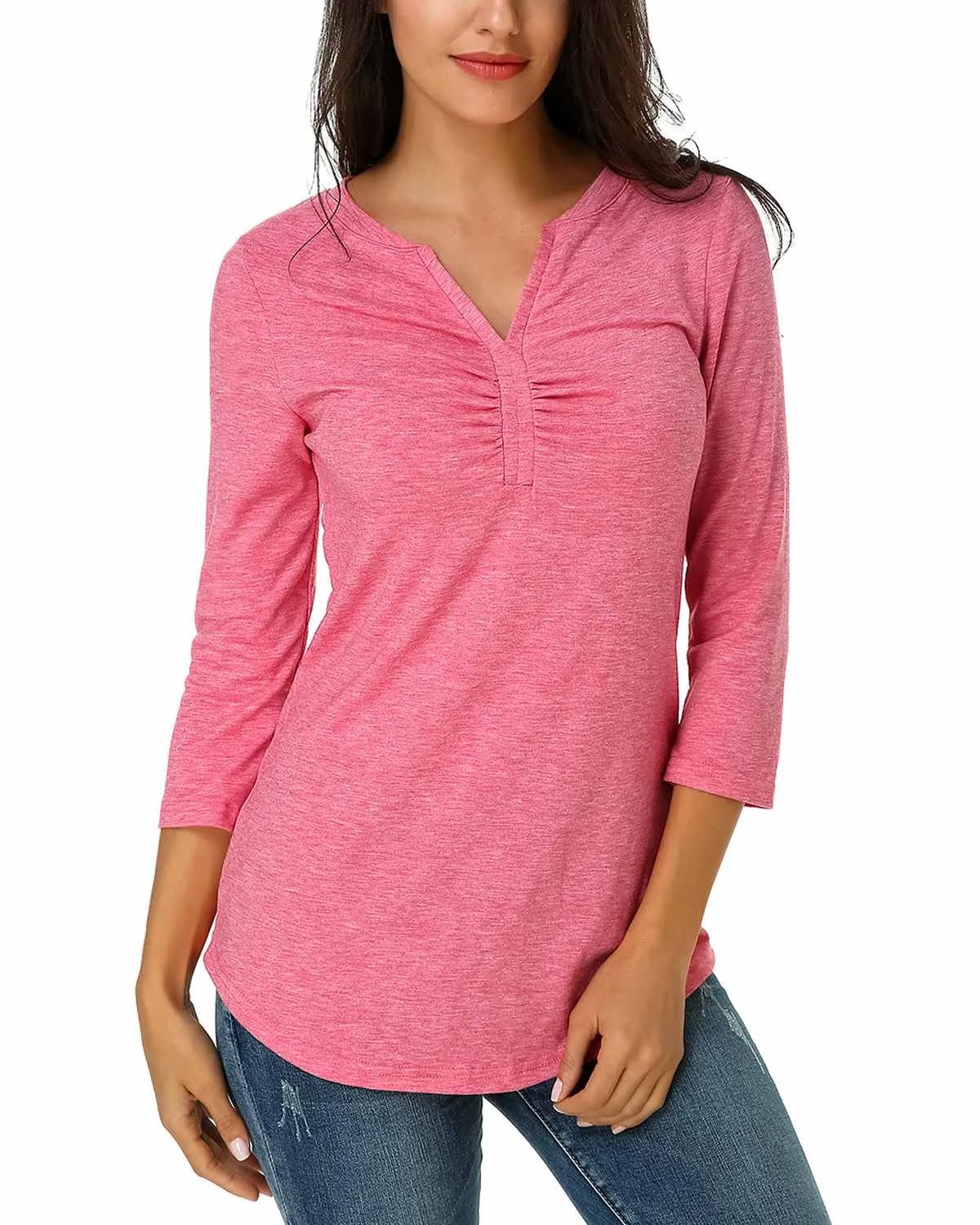 ZANZEA 2019 Women Solid Color T Shirts Spring Summer Casual Loose 3/4