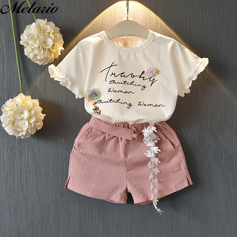 

Melario Girls Clothing Sets New Summer Cotton Vest Two-piece Kid Clothes Set Cartoon Children Clothing Toddler Girl Tops+shorts