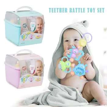 

Baby Rattle Storage Box Set Newborn Molar Toys Baby Early Education Puzzle Teether Toy 0-3-6-12 Months Safe And Non-toxic