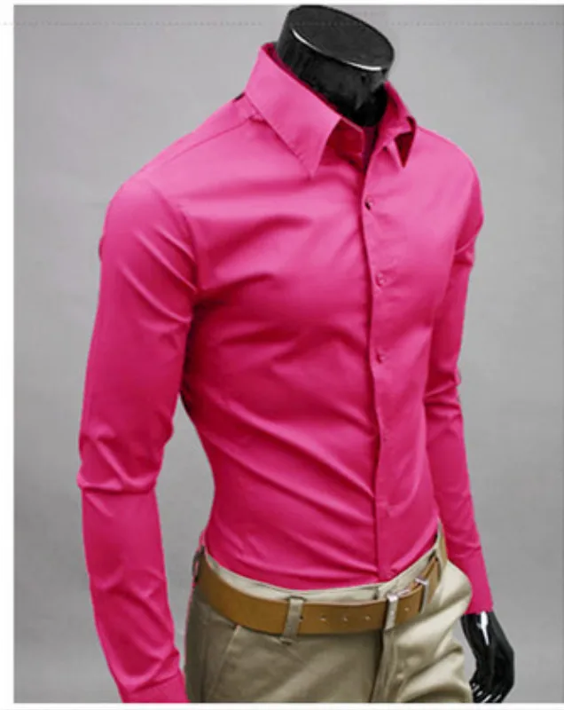 Мужская рубашка с длинным рукавом Camisa Masculina Повседневная приталенная в Корейском