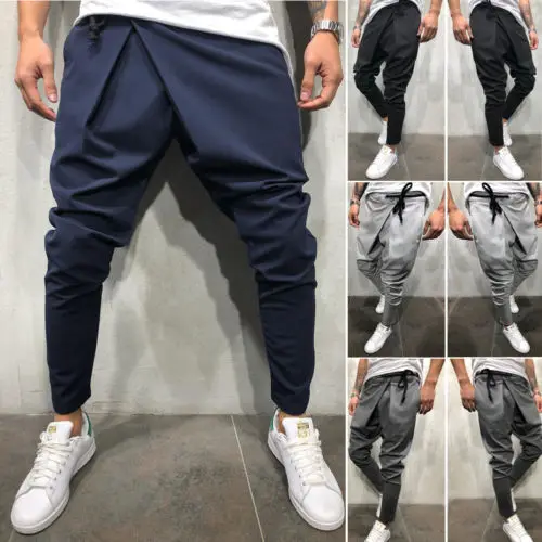 Для мужчин длинные Повседневное нестандартные штаны тренажерный зал облегающие брюки 2019 Новые однотонные кроссовки Бегунов Тренажерный