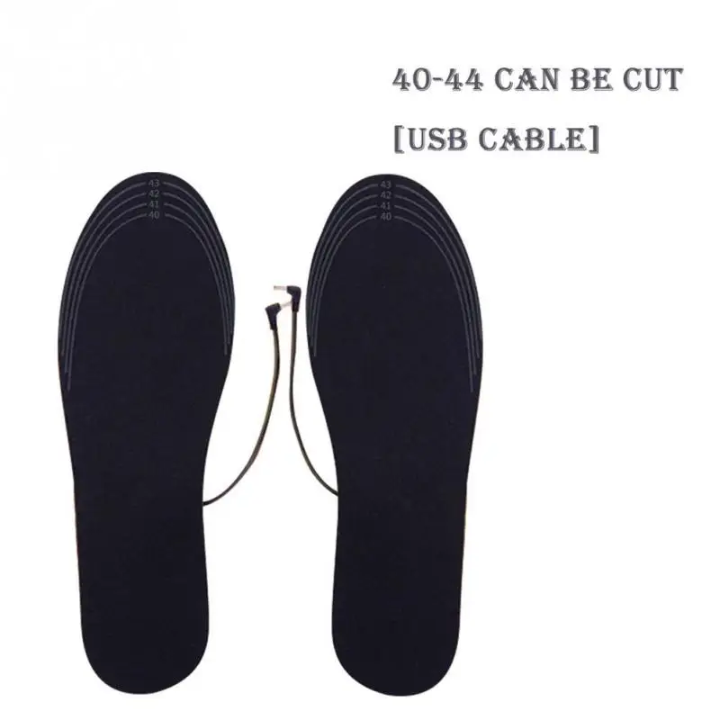 

1 Pair Carbon Fiber Winter Heated Insoles Women Men Electric USB Heating Warm Shoe Inserts Can Cut EVA Infrared Foot Pads ~