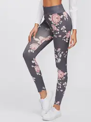 Леггинсы с цветочным принтом для женщин 2018 полиэстер по щиколотку брюки для девочек Стандартный Push Up женские леггинсы фитнес