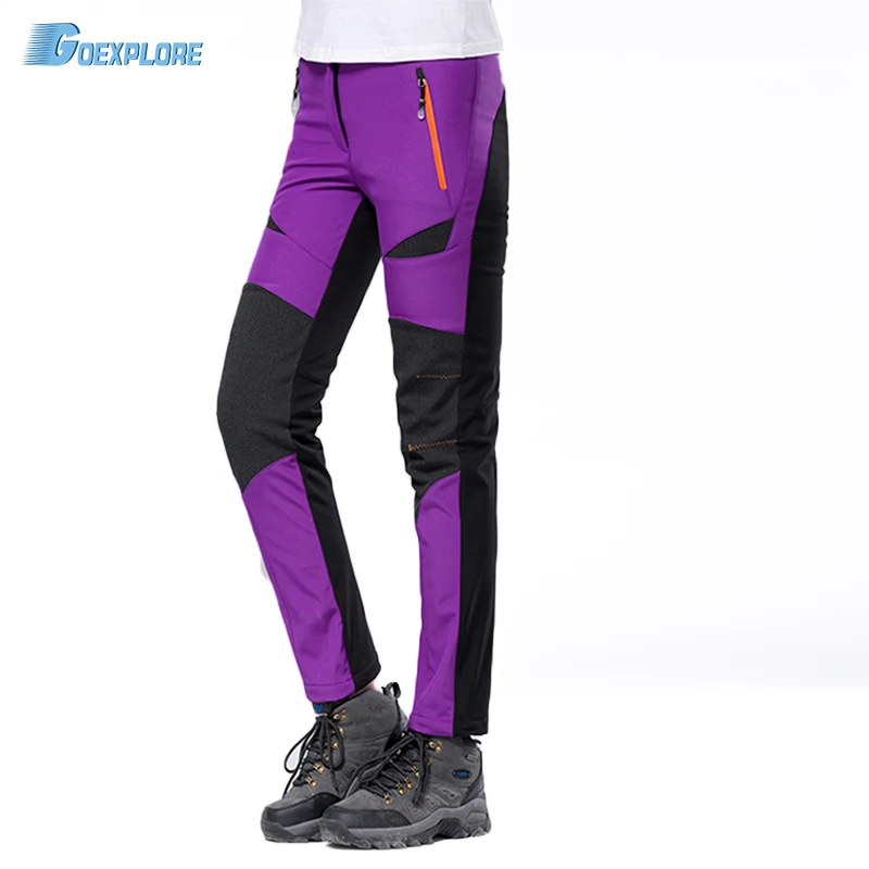 Nuevo invierno impermeable a prueba de viento Camping Trekking de lana térmica pantalones Plus tamaño de cáscara suave pantalones de senderismo para mujer