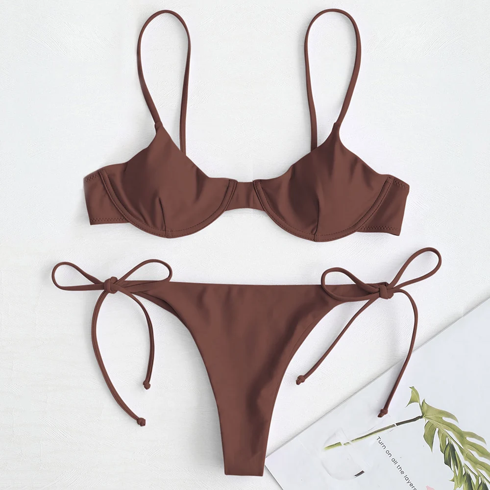

ZAFUL Tie Bikini Set Swimwear Women Swimsuit Push Up Bow tie Bandages Sexy Bathing Suit Bikinis Women Biquinis Beachwear Femme