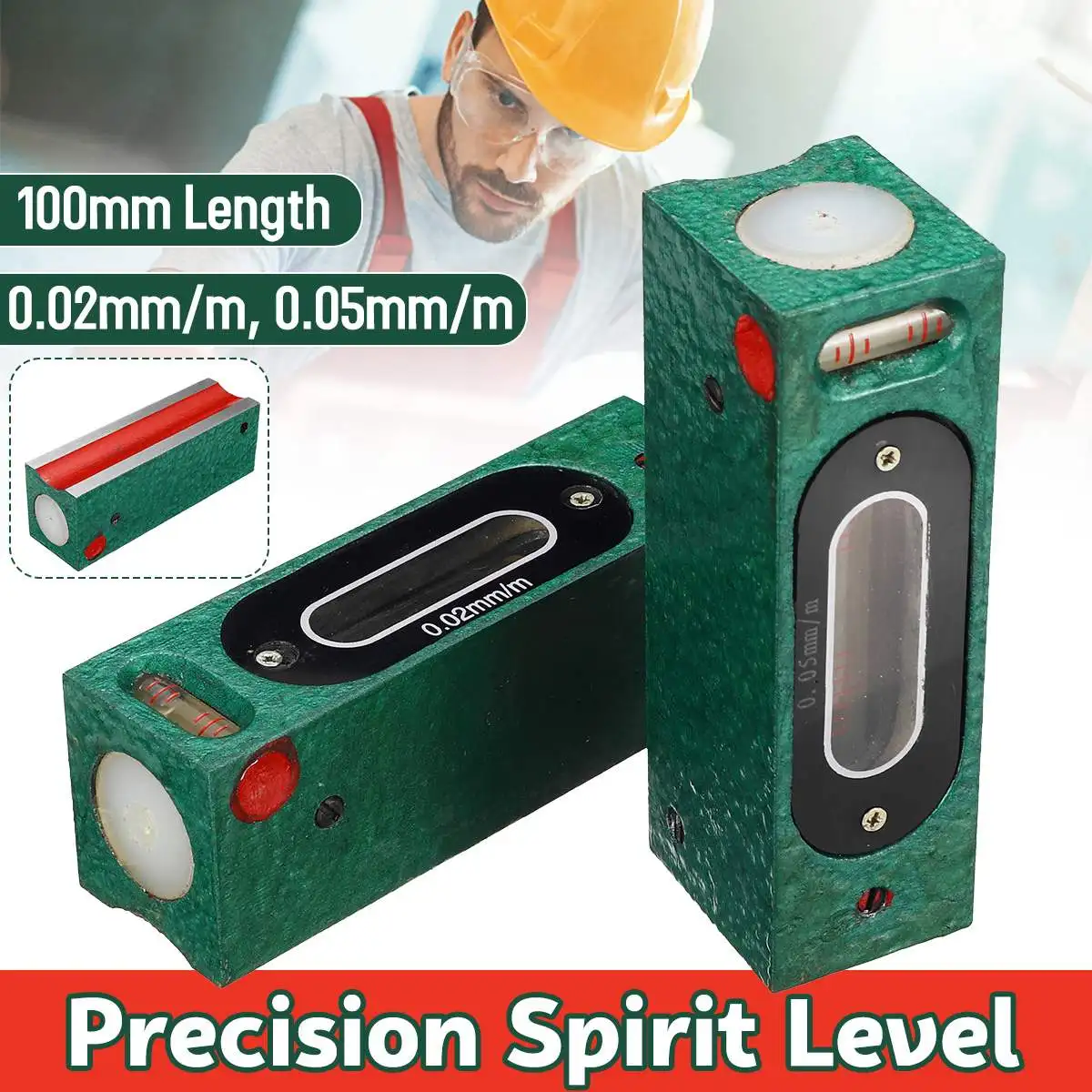 

Precisionn Spirit Level Graduation 100mm Bar Tool Leveler Accuracy 0.02 / 0.05mm Bubble Vials Horizontal Bar Level Measurement