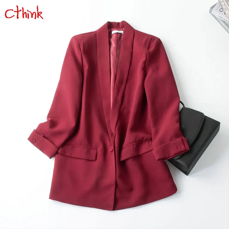 Good Quality One Button Solid Blazers Women Fashion Single