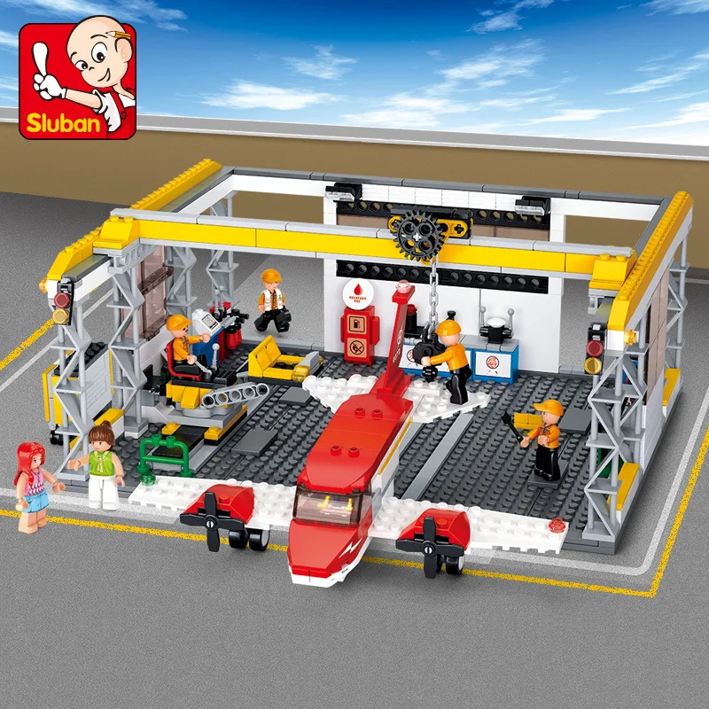 

Sluban B0372 Aviation Aircraft Plane Maintenance Factory 3D Model DIY Building Blocks Bricks Assembly Toy fit Legoings no Box