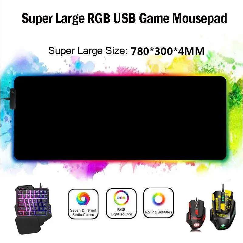 

EastVita Gaming Mouse Pad RGB LED Lighting Mousepad Mouse Mat Desk Mat for Computer Laptop Notebook 25x35cm 30x78cm