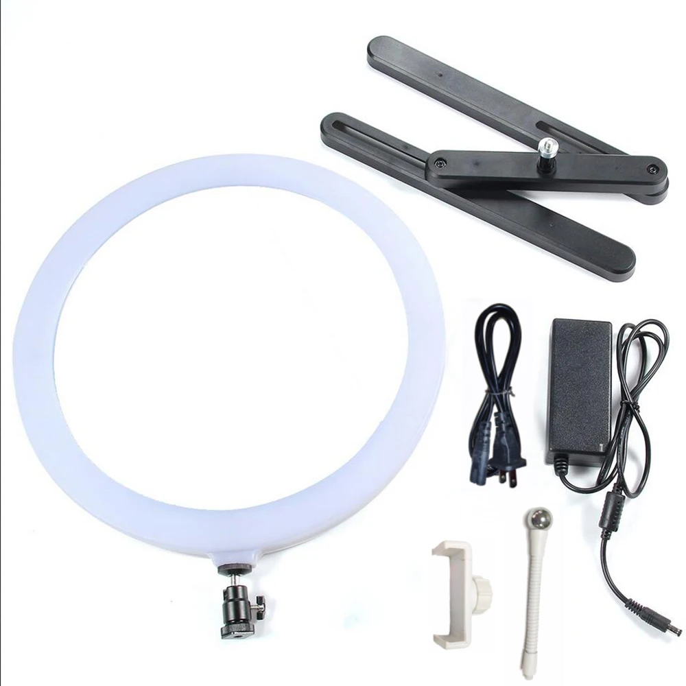 

Dimmable 14" LED Ring Lamp Fill Light with Cosmetic Mirror Photography Selfie Light for Camera Photo Studio Video Live Makeup