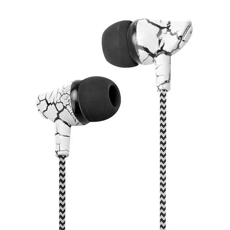 

Wire Earphone High Quality Sounds Dual Color Braided Durable Crack Pattern In-Ear Earphone Headset With Microphone For Phone