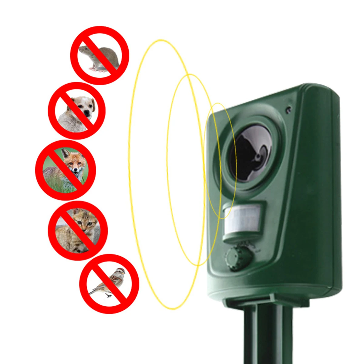 

Outdoor Ultrasonic Cat Repeller Humane Sonic Waterproof Animal Scarer PIR Sensor Pest Deterrent Repellent Keep Animals Away