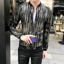 Luxury Gold Baseball Jacket Men Summer Bomber Jackets Men Hombre Fashion Club Party Prom Coat Streetwear Sunscreen Clothes