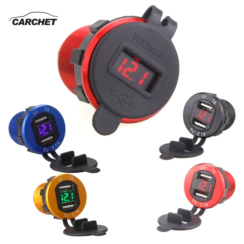 CARCHET 12-24V Универсальное автомобильное зарядное гнездо + Вольтметр общее мобильное