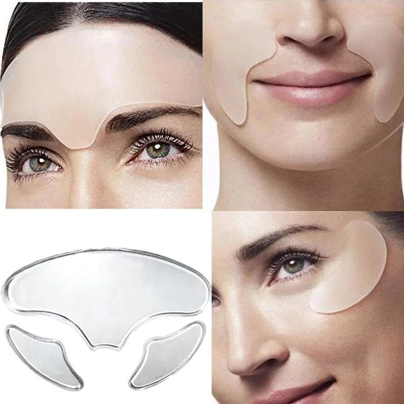 3Pcs Anti Wrinkle silicone Eye Face Pad Reusable Medical Grade Face Mask Pad Anti-aging Prevent Face Wrinkle Dropship