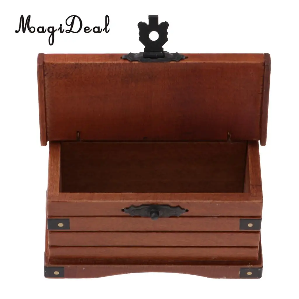 

Dolls House Miniature Furniture Solid Wood Box Treasure Chest Storage Chest Rectangular Box Model 1:12 Scale Home Ornament