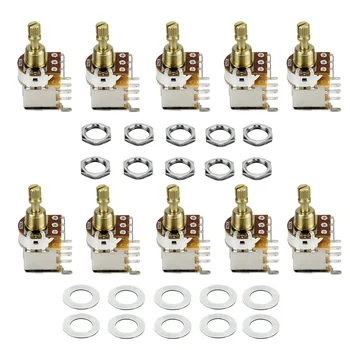 

FLEOR 10PCS Push Push Switch Volume Control Guitar Pot Potentiometer B250K Linear Taper Copper Short Split Shaft Guitar Parts