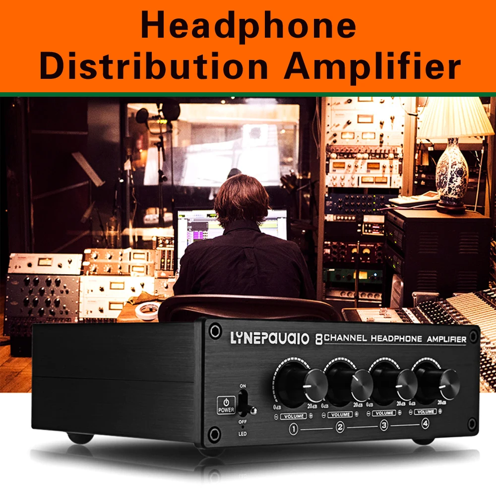 Headphone Splitter Headphone Amplifier Comparator 2 Input 8 Output of The Studio 8 Way Headphone Monitor 2 Channel Mix Input