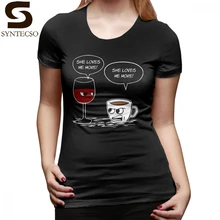 Винная забавная футболка, забавная футболка с надписью Wine And coffee Talk-She Loves Me More, повседневная женская футболка большого размера, женская футболка