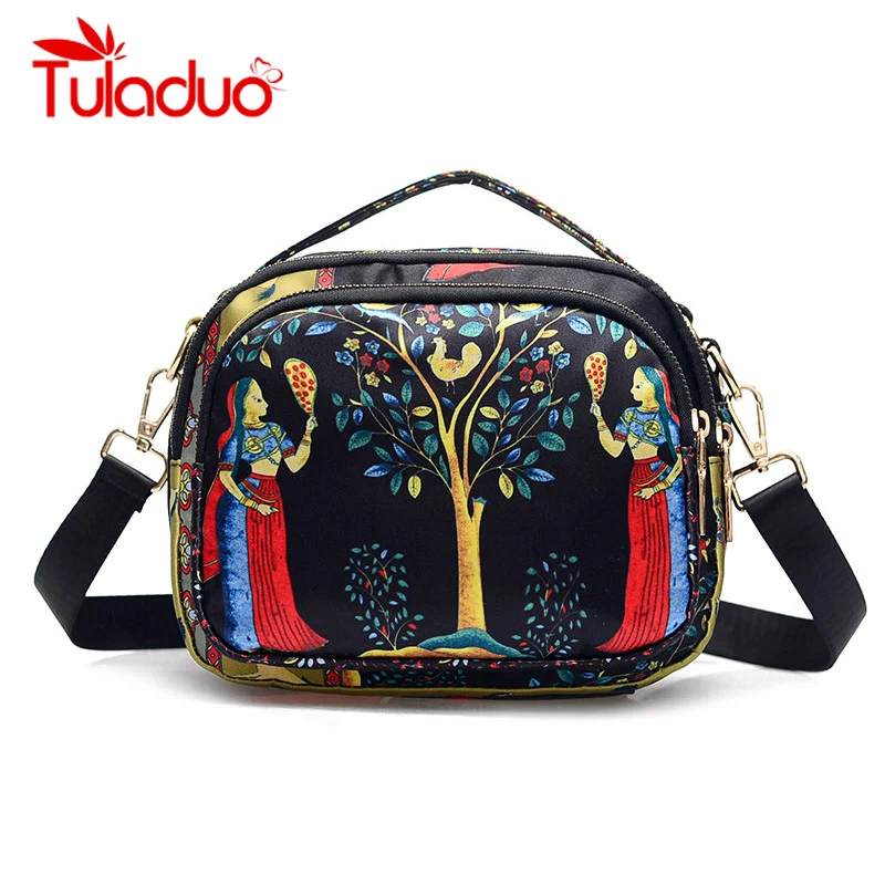 

Nylon Mini Crossbody Bag for Women 2019 Summer Flora Handbags Ladies Small Shoulder Bags Designer Phone Purse Bolsa Feminina