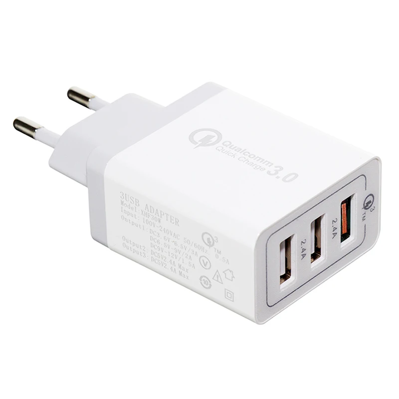 

Hot Sale Fast Quick 3 Ports Quick Charger QC 3.0 30W USB Fast Charger USB Hub Wall Charger Adapter EU Plug