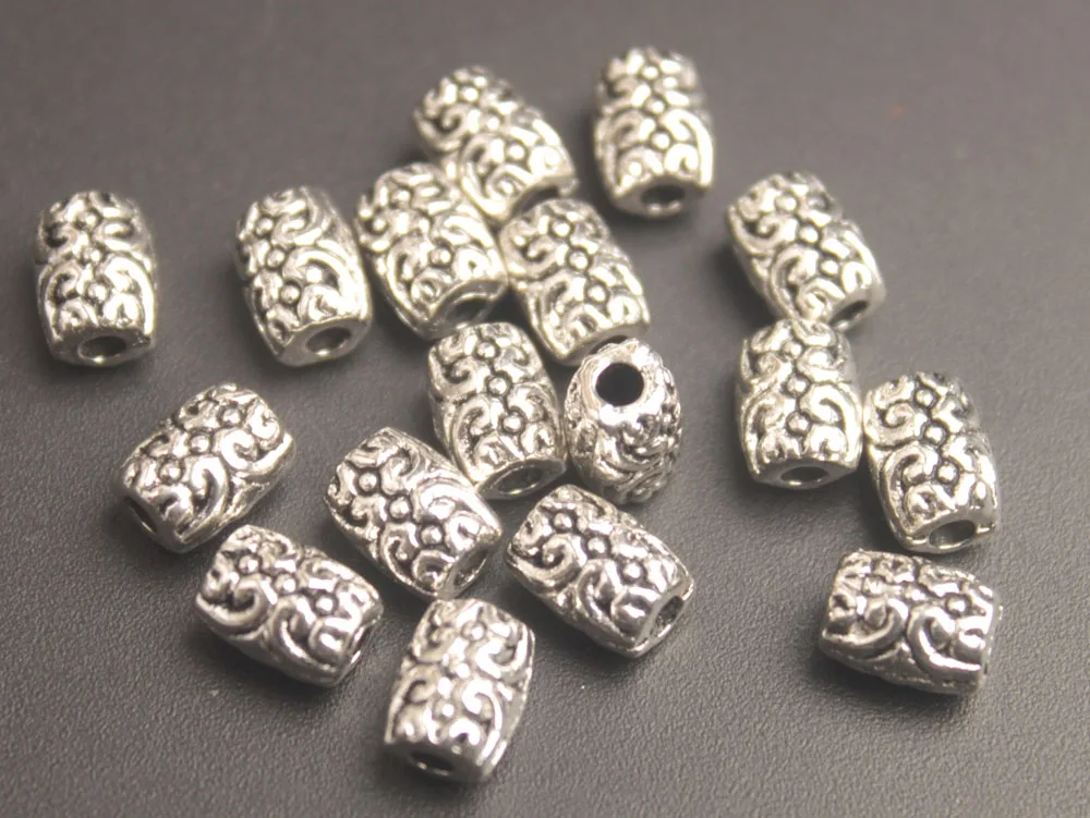 One Box of 340PCS Antiqued Silver Metal Tube Spacer Beads for Jewelry Making