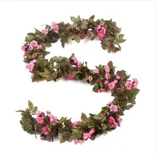220 см свадебные искусственные Шелковая Роза цветок Виноградная лоза подвесное из ротанга цветок Гирлянда для свадьбы Вечерние дома и сада