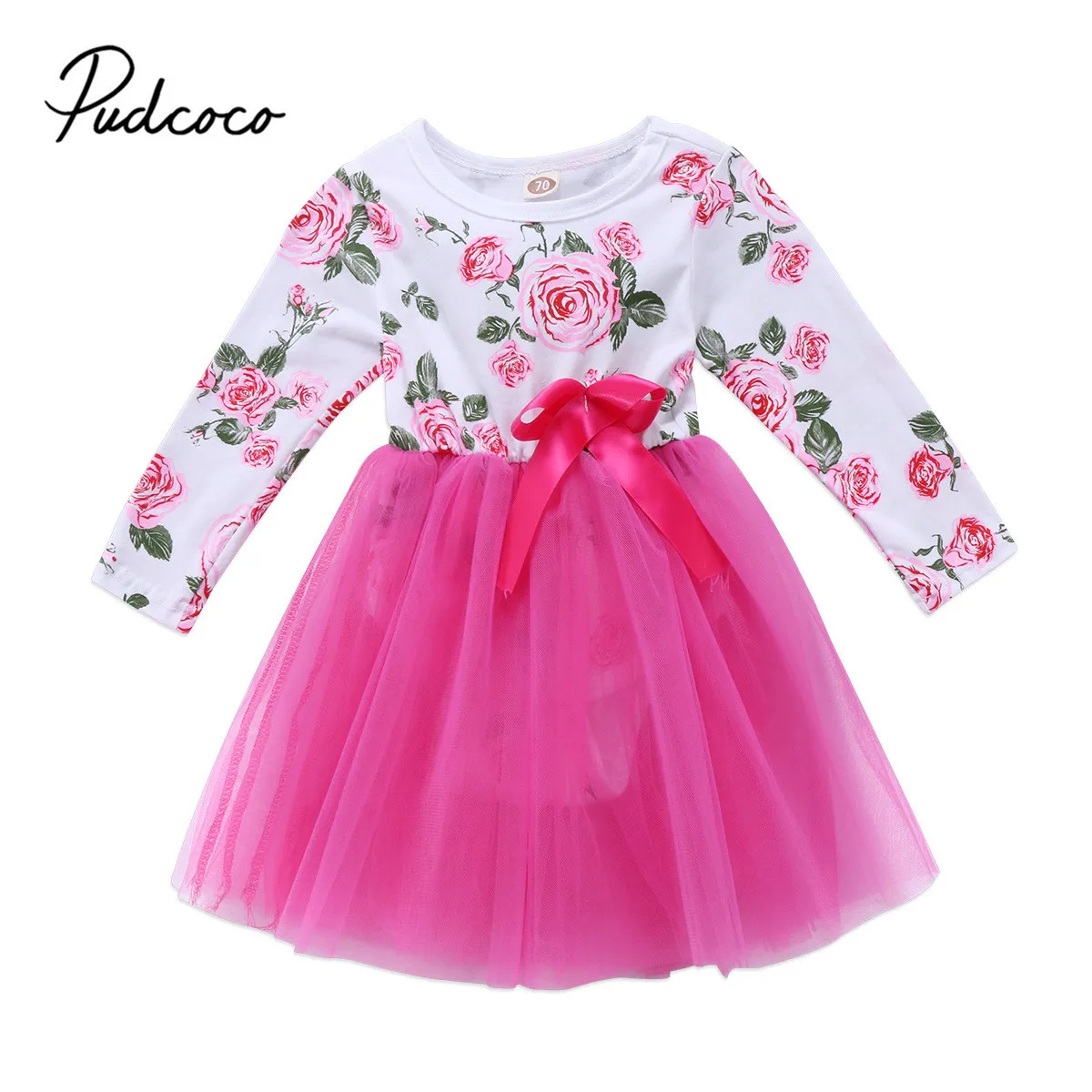 

2018 Brand New Sweet Newborn Toddler Infant Baby Girls Long Sleeve Dress Jumpsuit Autumn Floral Clothes Cotton Chiffon Outfits