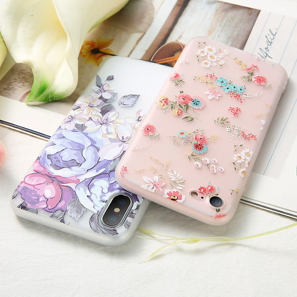 KISSCASE Soft Case For Xiaomi Mi 9 8 SE Pro Lite A1 A2 Pocophone F1 Cases For Xiaomi Mi Mix Max 3 2 2S TPU Relief Flower Cover