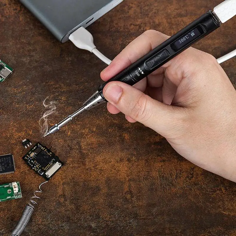 

TS80 Mini Portable Electric Soldering Iron Adjustable Temperature Digital Solder Station with OLED Display USB Type C Power Jack