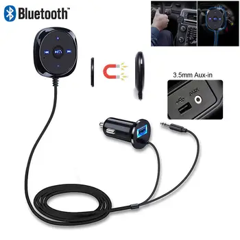 

Wireless Stereo Bluetooth Audio Receiver Portable Bluetooth Adapter 3.5mm output Music Sound Car Speaker Car Adapter USB Charger