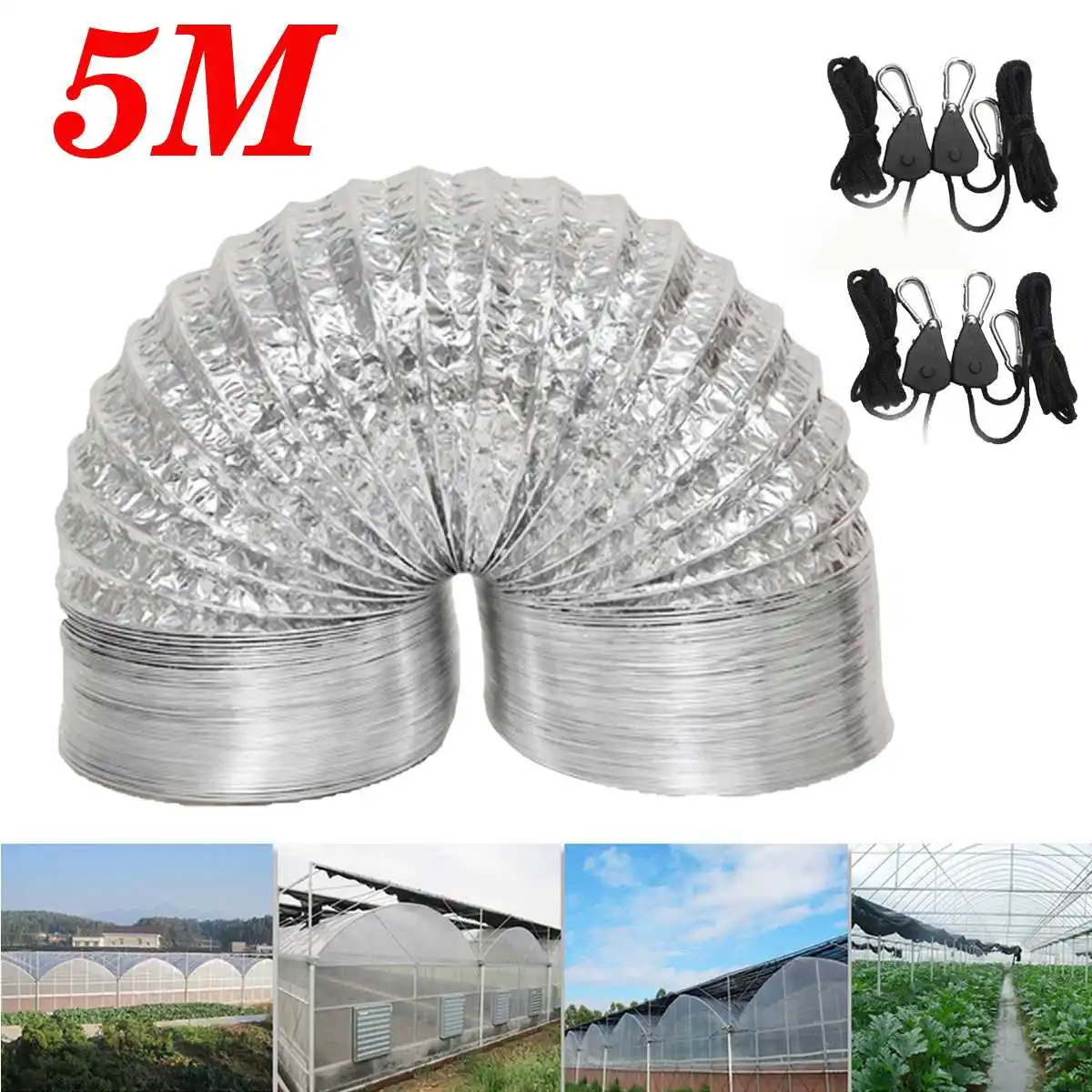

1PC 5m Exhaust Air Soft Tube, 6 inch Aluminum Tube, 5m Length Ventilation Hose for Bath Room Exhaust Air
