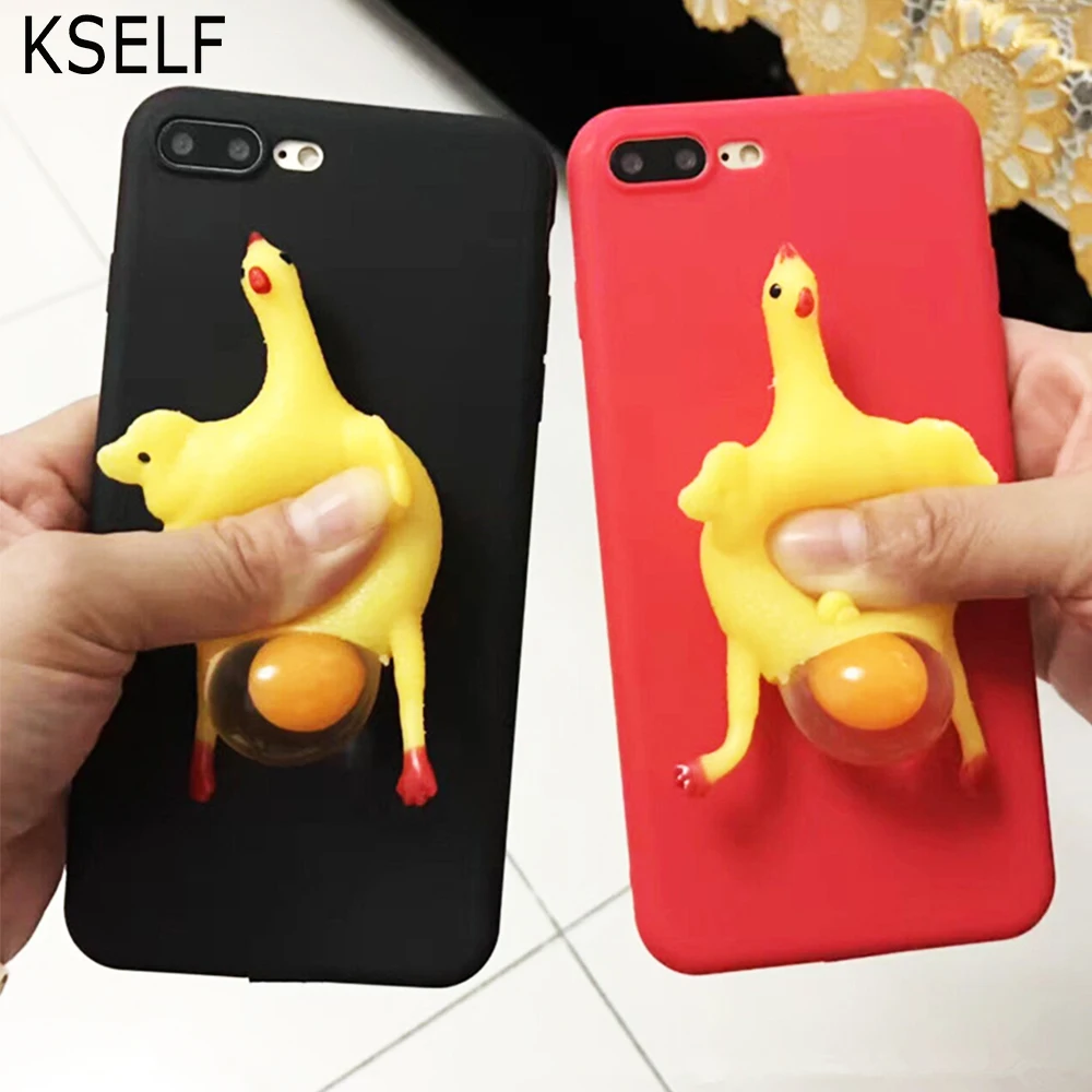 3D антистресс милый чехол Tiktok курица лежа яйцо Телефон для iPhone X XS 6 7 8 Plus снятие