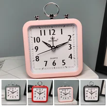 Alarm Clock Metal Classic Simple Silent Pointer Clocks Square Number Dual Bell Child Student Alarm Clock Bedside Home Decors